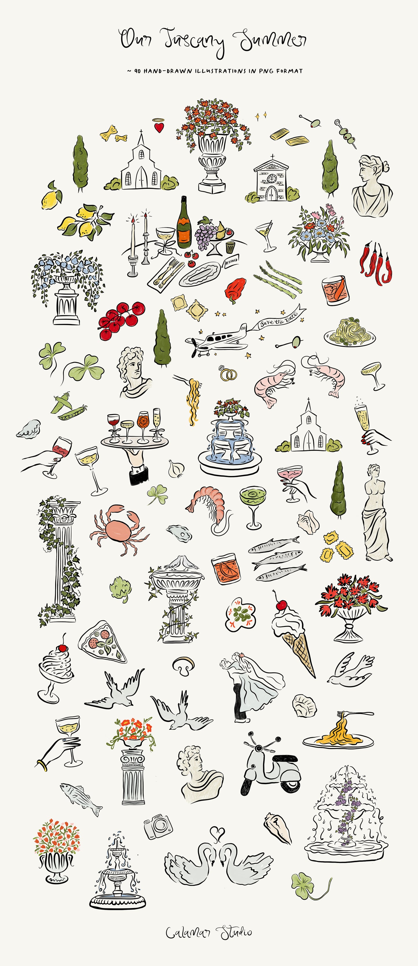 Wedding Clipart Collection for Italy wedding, Tuscany icons