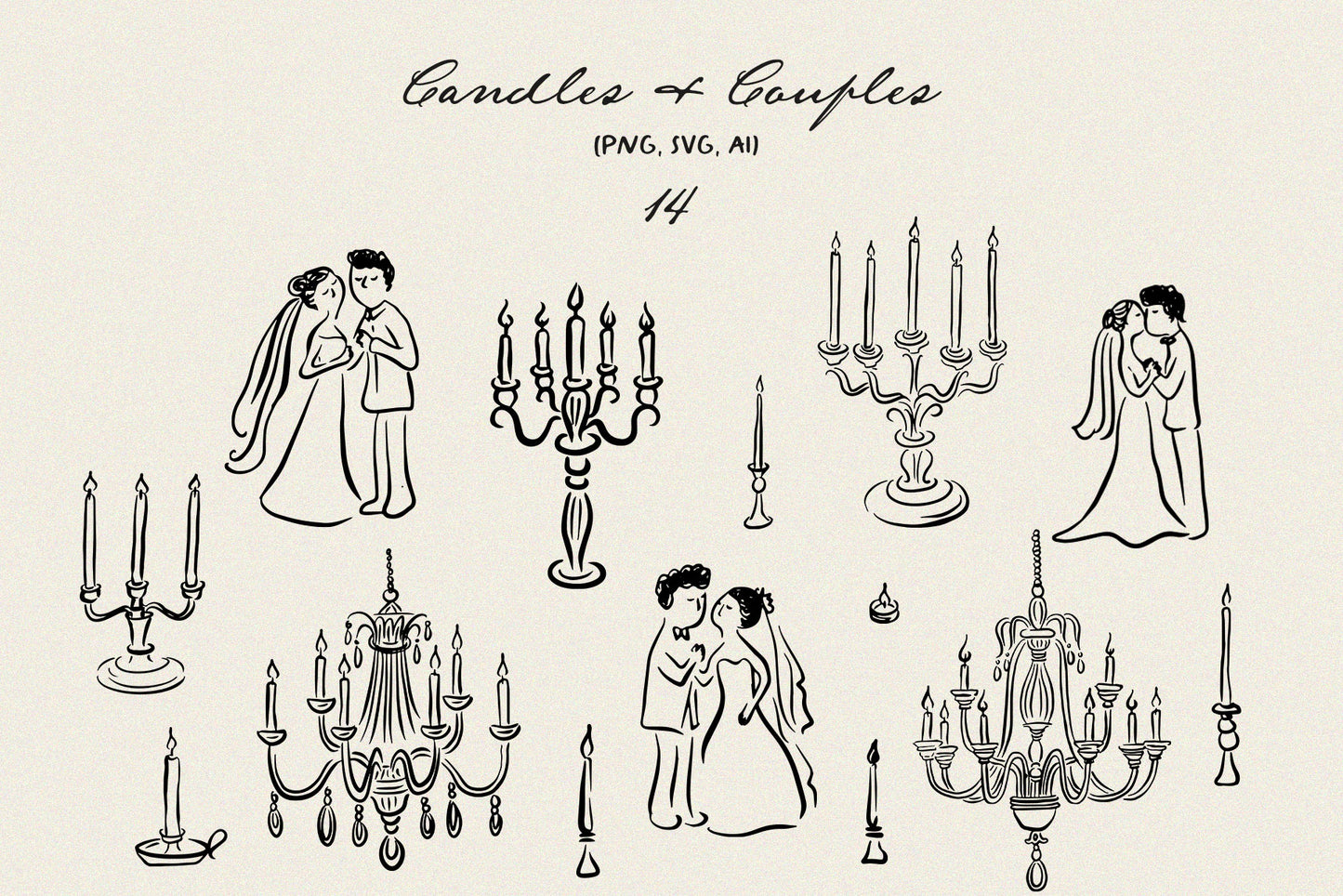 Whimsical Wedding Clipart, Wedding icons, SVG, PNG