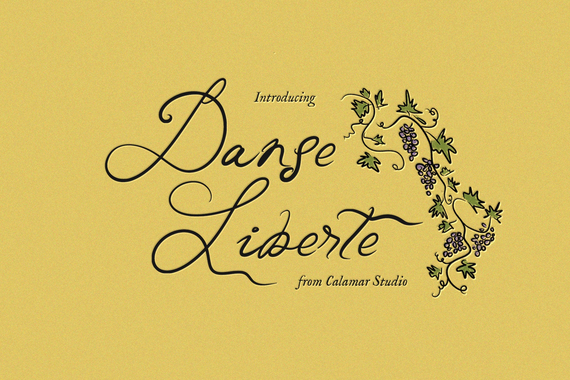 Promotional graphic for 'Danse Libérte' with decorative elements on a yellow background