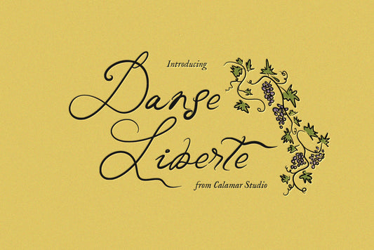 Promotional graphic for 'Danse Libérte' with decorative elements on a yellow background
