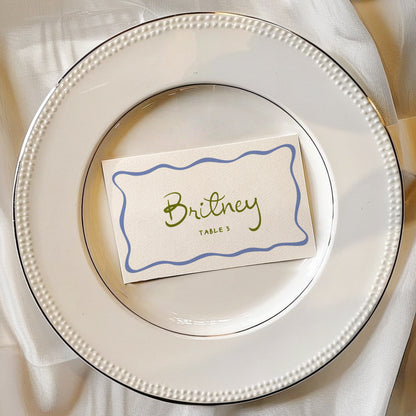 Colorful Wavy Place Card Template for Dinner or Wedding