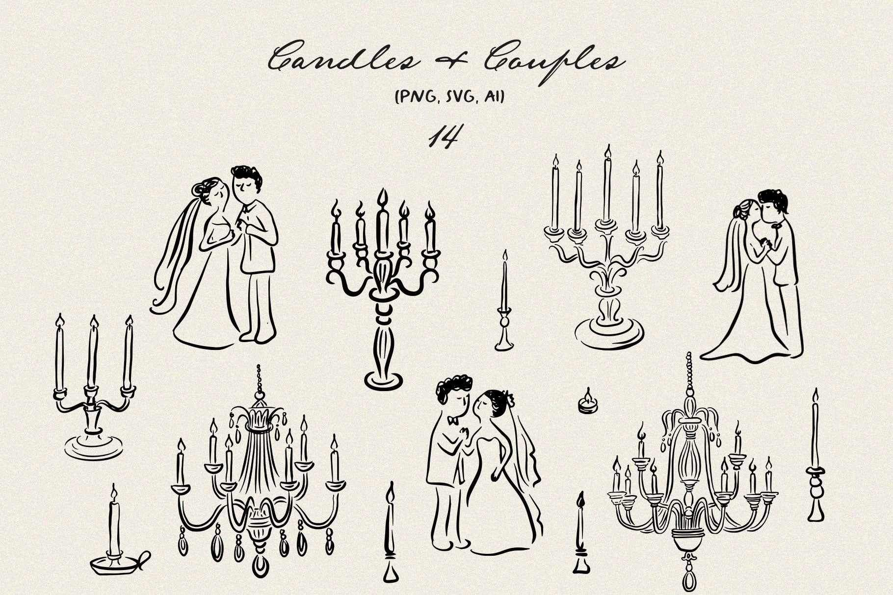 Whimsical Wedding Clipart, Wedding icons, SVG, PNG 